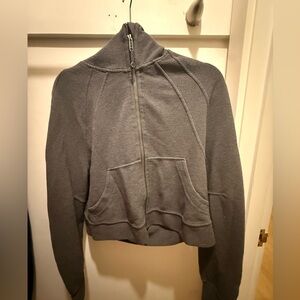 Lululemon M/L Gray Women's Waffle Hooded Scuba Zip-Up Hoodie
